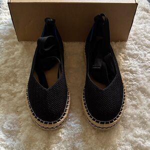 Rothy's Black and Tan Espadrille Flats